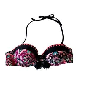 Collections by Catalina Hot Pink Molded Halter Bikini Top Size Medium 7–9